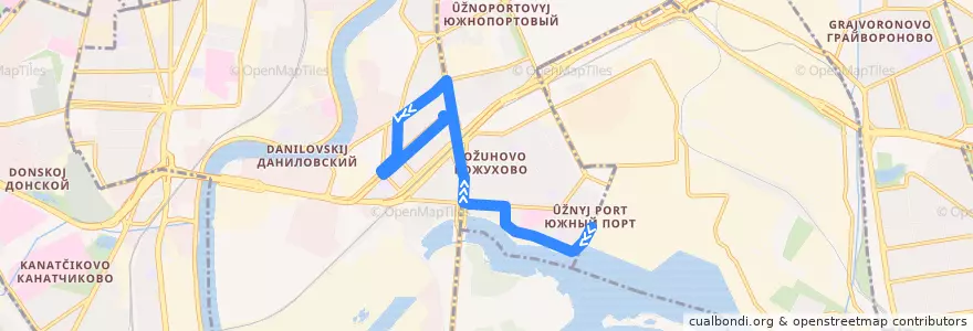 Mapa del recorrido Автобус 8: Южный порт - Велозаводская улица de la línea  en Москва.