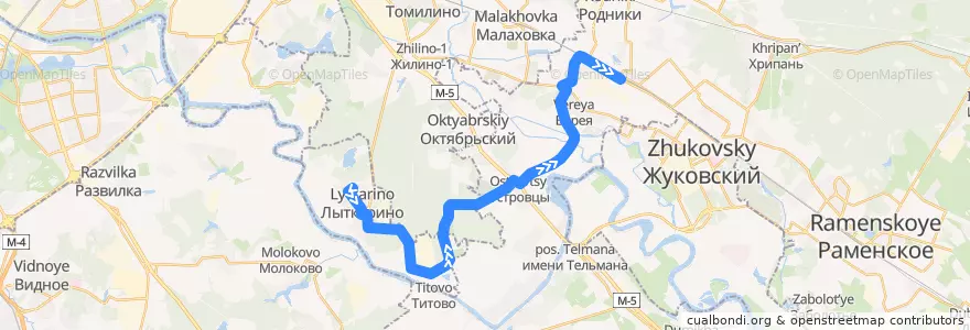 Mapa del recorrido Автобус №85: Лыткарино - Островцы - Станция Быково de la línea  en محافظة موسكو.