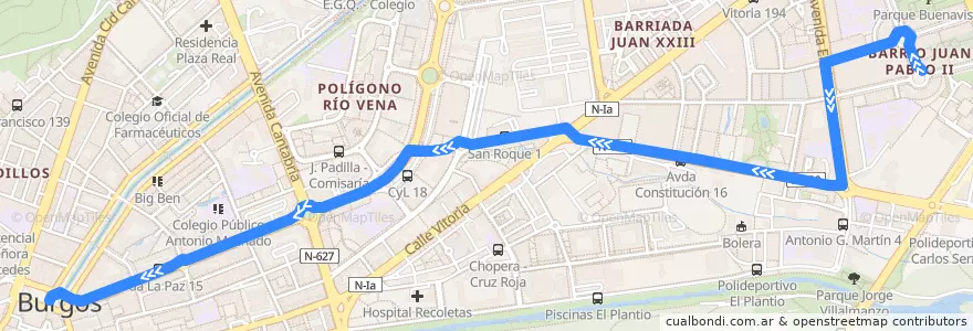 Mapa del recorrido L06: G9 - Plaza España de la línea  en Burgos.