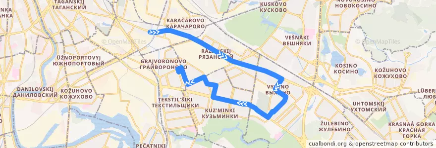 Mapa del recorrido Автобус №143: Хохловка - Саратовская улица de la línea  en Юго-Восточный административный округ.