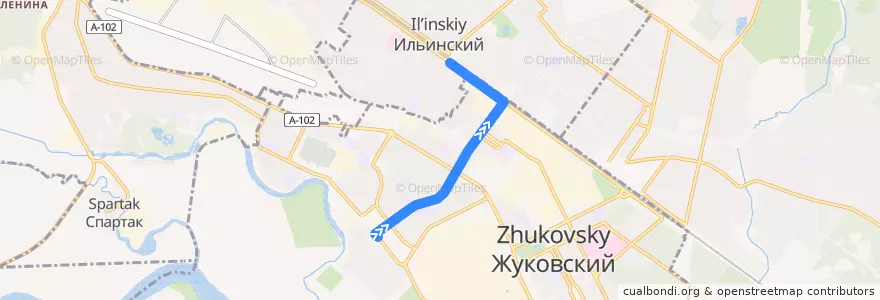 Mapa del recorrido Маршрутка №19: улица Гудкова - платформа Ильинская de la línea  en Ramensky District.