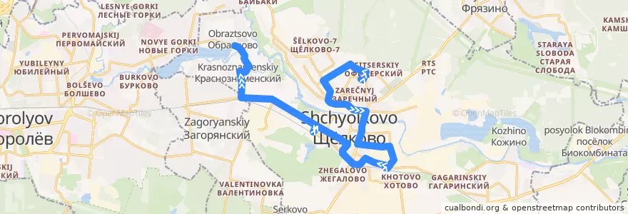 Mapa del recorrido Автобус 2: Полевая улица => Образцово (через станцию Щёлково) de la línea  en городской округ Щёлково.