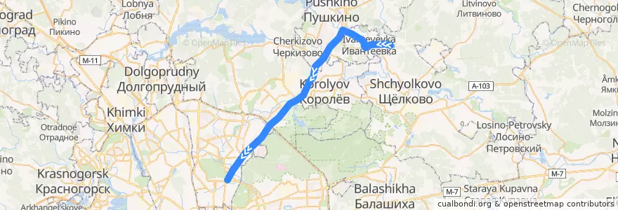 Mapa del recorrido Автобус 316: Ивантеевка (микрорайон Детская) => Москва (метро «ВДНХ») de la línea  en Центральный федеральный округ.