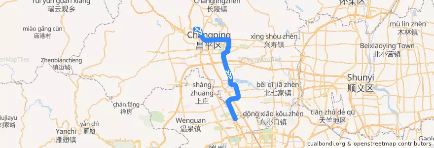 Mapa del recorrido Subway CP: 昌平西山口 => 西二旗 de la línea  en 昌平区.