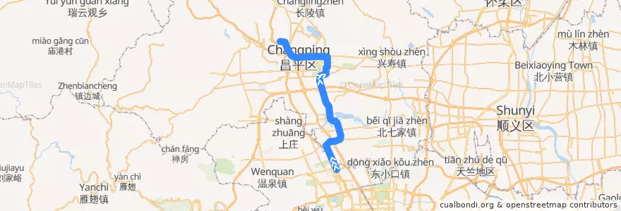 Mapa del recorrido Subway CP: 西二旗 => 昌平西山口 de la línea  en 昌平区.