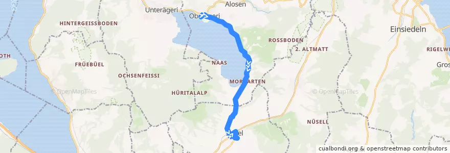 Mapa del recorrido Bus 9: Oberägeri, Station => Sattel, Gondelbahn de la línea  en سويسرا.