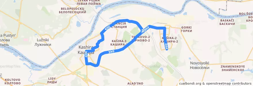 Mapa del recorrido Автобус №1: Кольцевой de la línea  en городской округ Кашира.