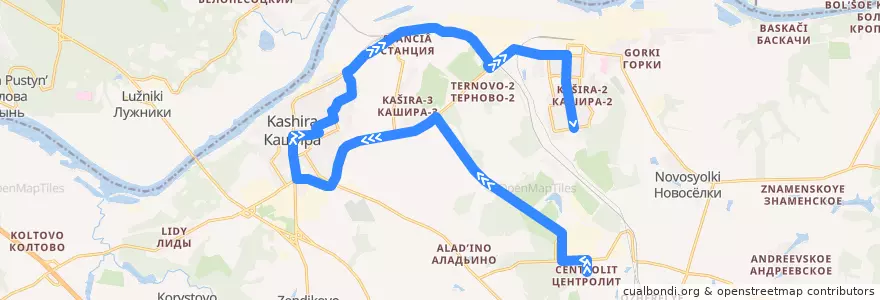 Mapa del recorrido Автобус №4: Центролит-улица Вахрушева de la línea  en городской округ Кашира.