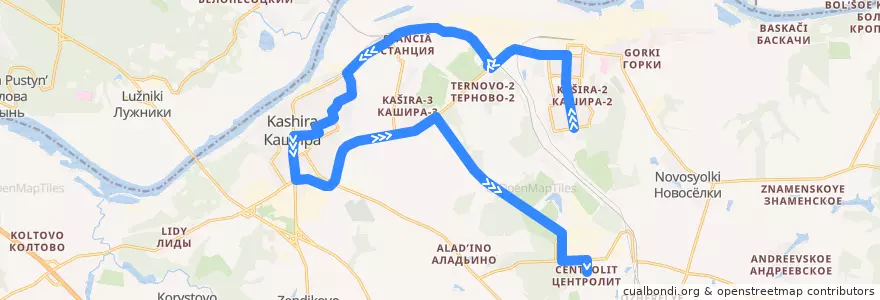 Mapa del recorrido Автобус №4: улица Вахрушева-Центролит de la línea  en городской округ Кашира.