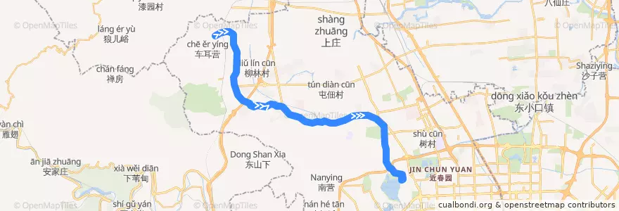 Mapa del recorrido Bus 346: 凤凰岭 => 颐和园 de la línea  en 海淀区.