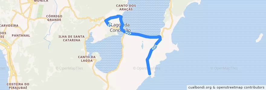 Mapa del recorrido Ônibus 363: Joaquina, TILAG => Bairro de la línea  en Florianópolis.