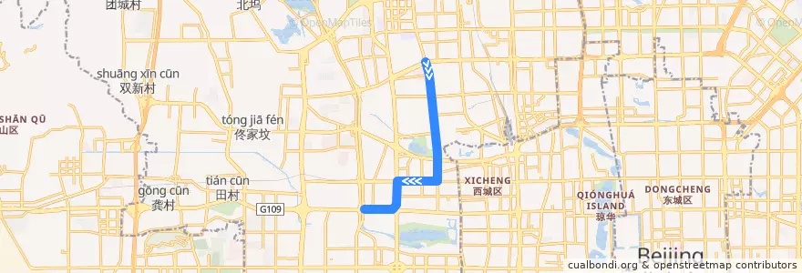 Mapa del recorrido Bus 653: 北苑家园 => 五路桥东 de la línea  en 海淀区.