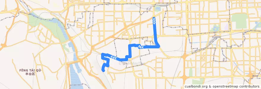 Mapa del recorrido Bus 349: 北京西站南广场 => 丰台西站 de la línea  en Fengtai District.