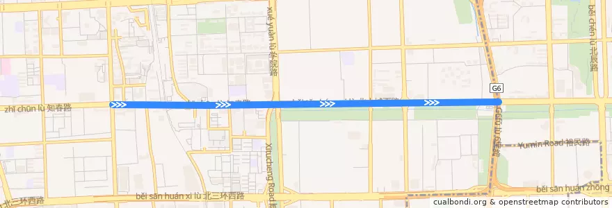Mapa del recorrido Bus 689: 花乡驾校 => 惠新东桥西 de la línea  en 海淀区.