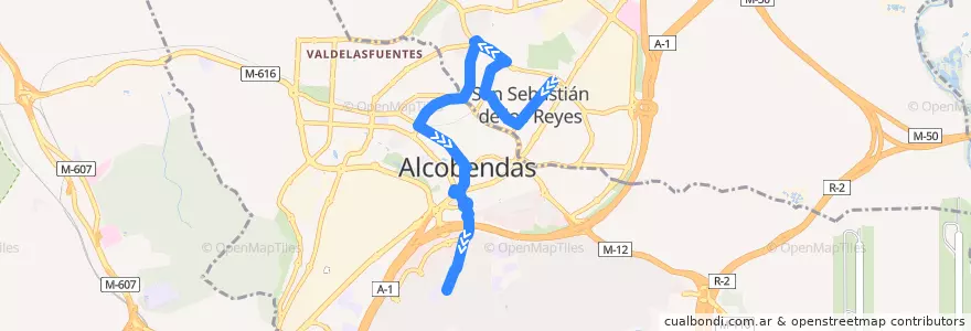 Mapa del recorrido L5 San Sebastián de los Reyes - Alcobendas - Soto de la Moraleja de la línea  en Área metropolitana de Madrid y Corredor del Henares.