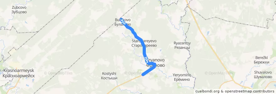 Mapa del recorrido Автобус 28: Булаково — Фряново (Аксёново) de la línea  en городской округ Щёлково.