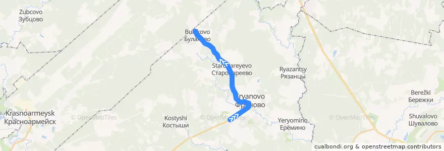 Mapa del recorrido Автобус 28: Фряново (Аксёново) — Булаково de la línea  en городской округ Щёлково.