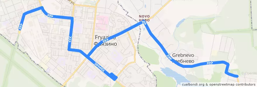 Mapa del recorrido Автобус 43: Фрязино (улица Нахимова) — Новая Слобода de la línea  en городской округ Щёлково.
