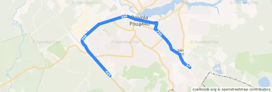 Mapa del recorrido Автобус № 23: Вокзал - СХТ de la línea  en Рощинское городское поселение.