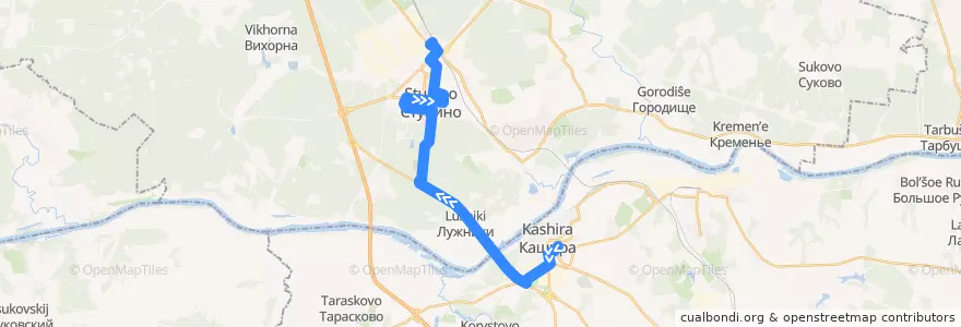 Mapa del recorrido Автобус №43: Кашира-Ступино de la línea  en Oblast Moskou.