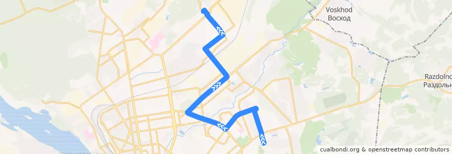 Mapa del recorrido Троллейбус 22: Лазурная улица - Учительская улица de la línea  en городской округ Новосибирск.