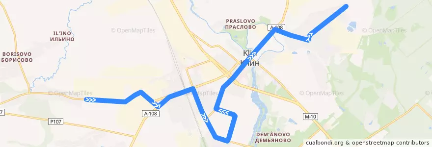 Mapa del recorrido Автобус №11: а/к 1792 - ул. Слободская de la línea  en городской округ Клин.