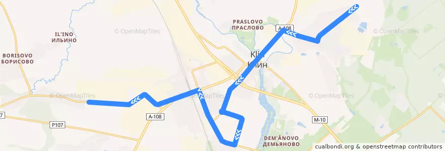 Mapa del recorrido Автобус №11: ул. Слободская - а/к 1792 de la línea  en городской округ Клин.