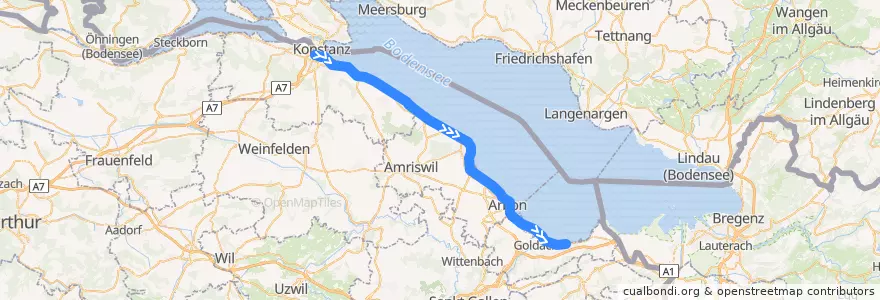 Mapa del recorrido Kreuzlingen - Rorschach de la línea  en Turgovia.