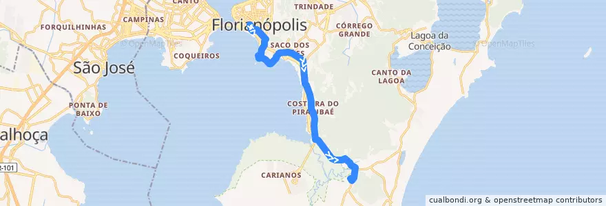 Mapa del recorrido Ônibus 430: Rio Tavares, TICEN => TIRIO de la línea  en Florianópolis.