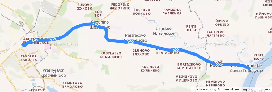 Mapa del recorrido Автобус №122 (Д-Городище- Ярославль) de la línea  en Ярославский район.
