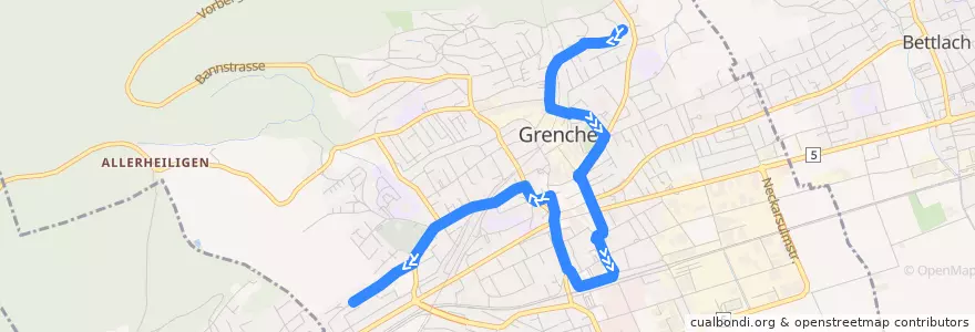 Mapa del recorrido Bus 21: Gummenweg => Lingeriz 60 de la línea  en Grenchen.