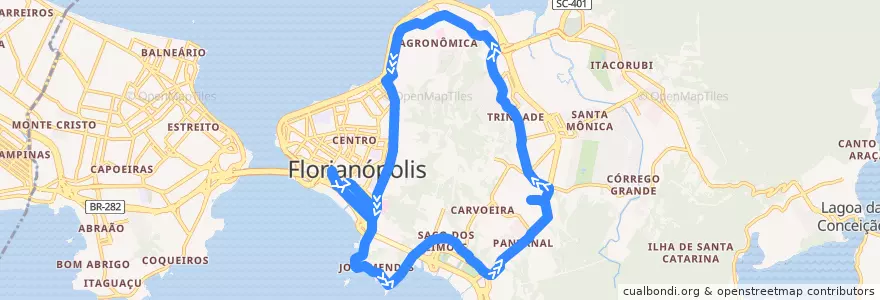Mapa del recorrido Ônibus 138: Volta ao Morro Pantanal Sul de la línea  en Florianópolis.