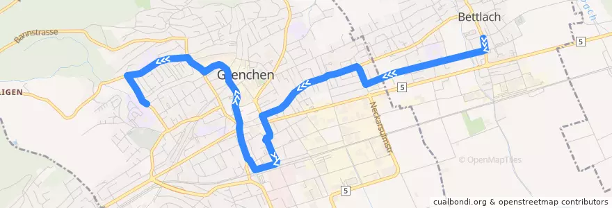 Mapa del recorrido Bus 24: Bettlach, Post => Grenchen, Weinbergstrasse de la línea  en Bezirk Lebern.