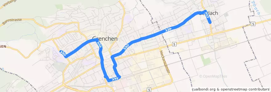 Mapa del recorrido Bus 24: Grenchen, Weinbergstrasse => Bettlach, Post de la línea  en Bezirk Lebern.