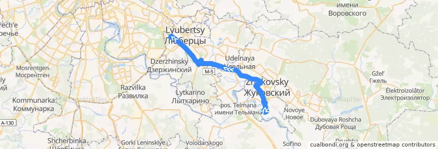 Mapa del recorrido Автобус №441: м. Котельники - аэропорт Жуковский de la línea  en Oblast Moskou.