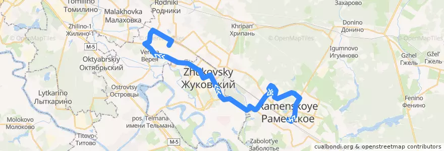 Mapa del recorrido Автобус 39: Раменское – аэропорт Быково de la línea  en Раменский городской округ.