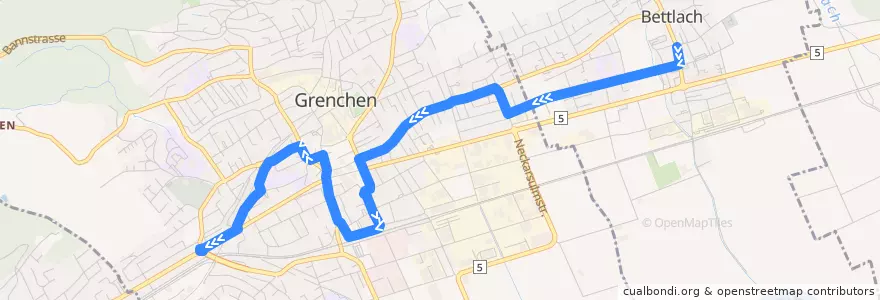 Mapa del recorrido Bus 25: Bettlach, Post => Grenchen, Monbijou de la línea  en Bezirk Lebern.