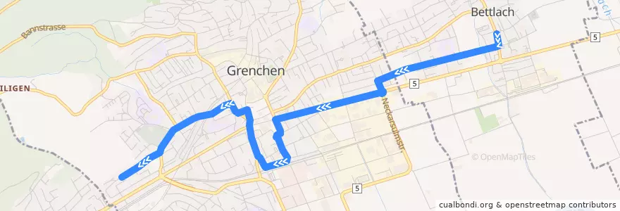 Mapa del recorrido Bus 30: Bettlach, Post => Grenchen, Lingeriz 60 de la línea  en Bezirk Lebern.