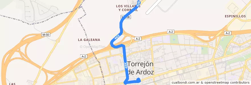 Mapa del recorrido Bus L4: Parque Corredor → Torrejón de Ardoz de la línea  en Torrejón de Ardoz.