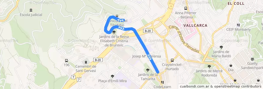 Mapa del recorrido Tramvia Blau: Plaça Dr. Andreu => Plaça Kennedy de la línea  en Barcelona.