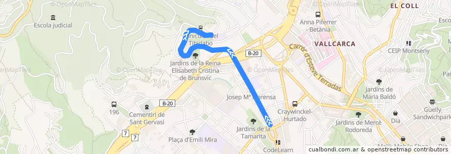 Mapa del recorrido Tramvia Blau: Plaça Kennedy => Plaça Dr. Andreu de la línea  en Барселона.
