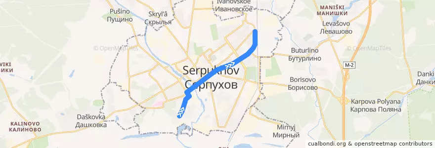 Mapa del recorrido Автобус №4: Октябрьская улица - Вокзал (Серпухов) de la línea  en городской округ Серпухов.