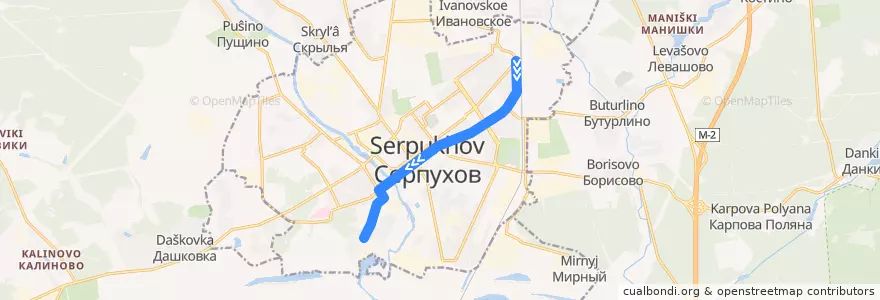 Mapa del recorrido Автобус №4: Вокзал (Серпухов) - Октябрьская улица de la línea  en городской округ Серпухов.