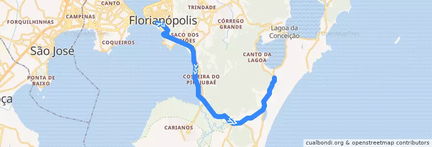 Mapa del recorrido Ônibus 460: Porto da Lagoa, TICEN => Bairro de la línea  en Florianópolis.