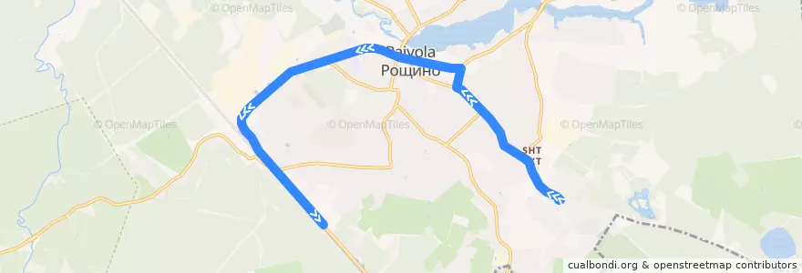 Mapa del recorrido Автобус № 23: СХТ - Вокзал de la línea  en Рощинское городское поселение.