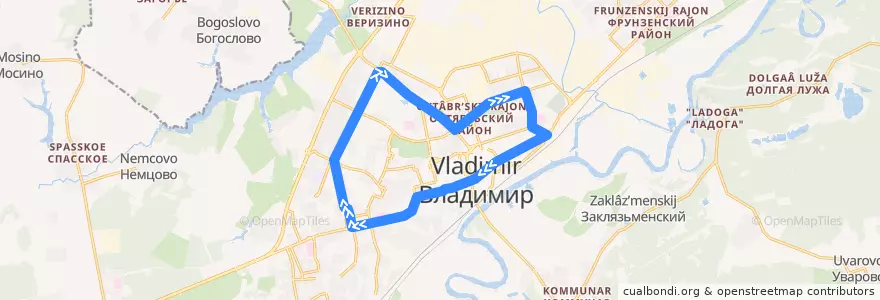 Mapa del recorrido Автобус №28: Кольцевой (внутреннее кольцо) de la línea  en городской округ Владимир.