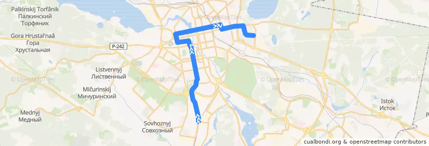 Mapa del recorrido Трамвай 15. Вторчермет - 40 лет ВЛКСМ de la línea  en Yekaterinburg Municipality.