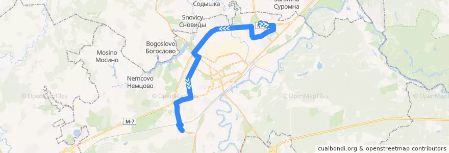 Mapa del recorrido Автобус №14: Гипермаркет "Глобус" => Супермаркет "Спар" de la línea  en городской округ Владимир.