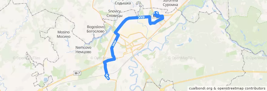 Mapa del recorrido Автобус №14: Супермаркет "Спар" => Гипермаркет "Глобус" de la línea  en городской округ Владимир.