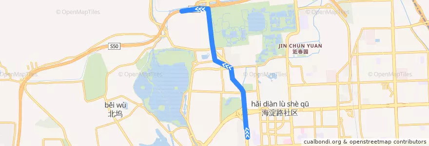 Mapa del recorrido Bus 534: 西直门 => 中央党校北门 de la línea  en 海淀区.